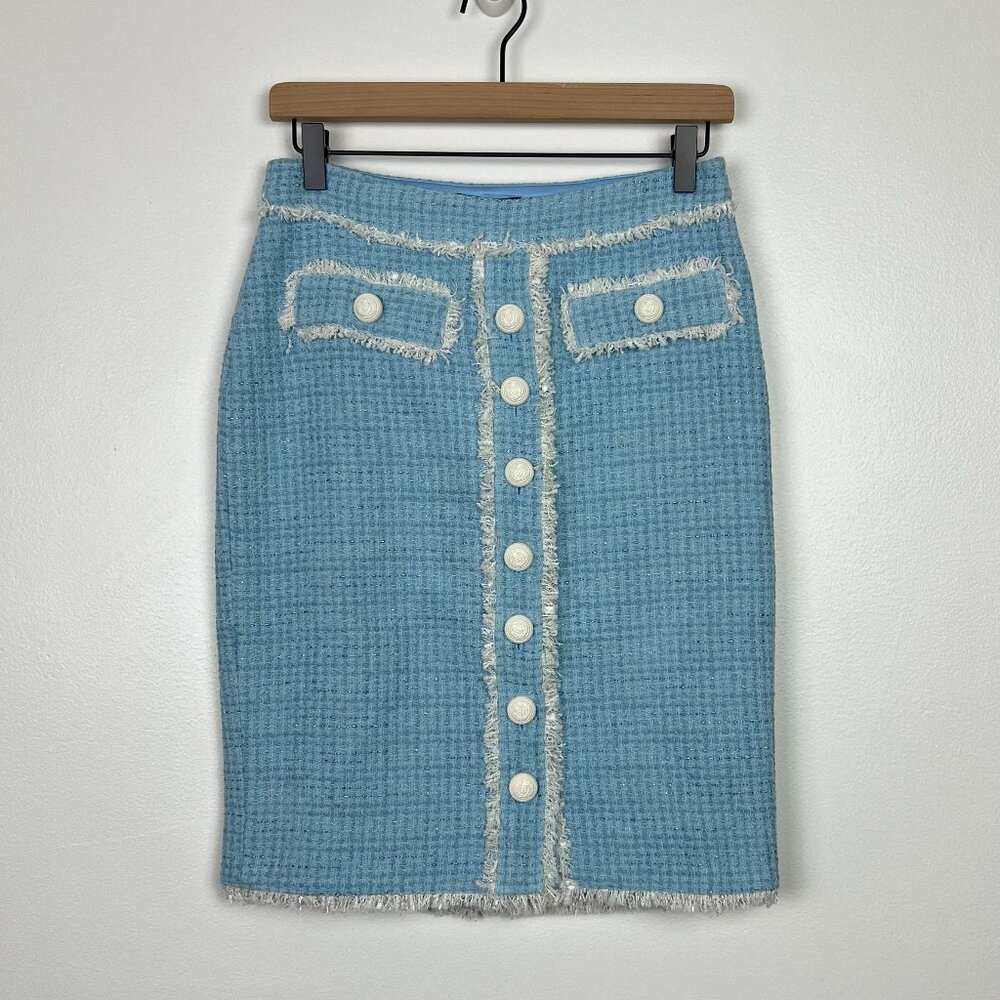 Generation Love Sonya Contrast Tweed Skirt French Blue/Cream Women Size 4 NWT